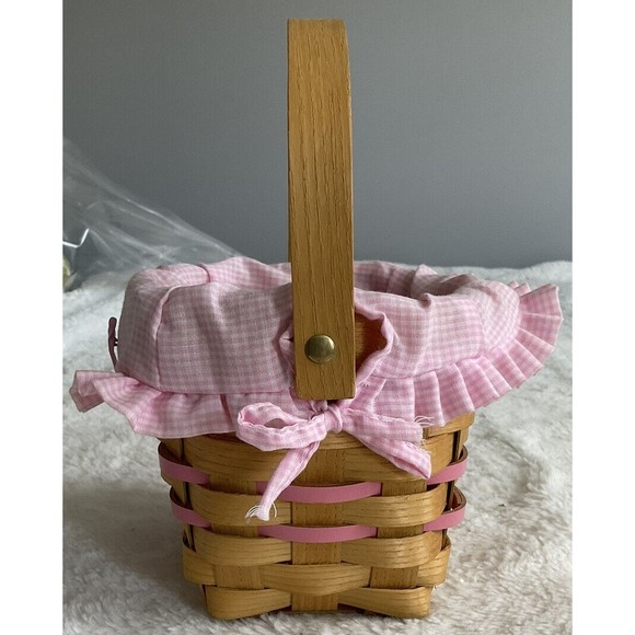 Peterboro Pretty in Pink Small Basket with Fabric Liner Breast Cancer Awareness - Picture 3 of 11